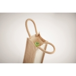 Shopper per vino con logo in tela e juta 320 g/m2 Vino Rioja color beige sesta vista fotografica