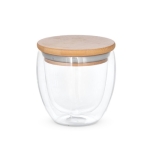 Bicchiere borosilicato doppia parete tappo bambù 250ml Vacuum Small color legno chiaro