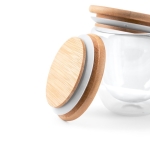 Bicchiere borosilicato doppia parete tappo bambù 250ml Vacuum Small color legno chiaro