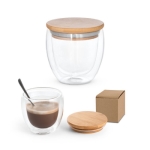 Bicchiere borosilicato doppia parete tappo bambù 250ml Vacuum Small