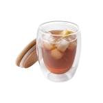 Bicchiere vetro due pareti coperchio bamboo 350ml Vacuum Medium color legno chiaro quarta vista