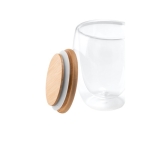 Bicchiere vetro due pareti coperchio bamboo 350ml Vacuum Medium color legno chiaro