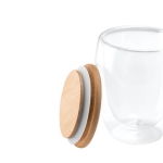 Bicchiere vetro due pareti coperchio bamboo 350ml Vacuum Medium color legno chiaro