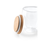 Bicchiere vetro due pareti coperchio bamboo 350ml Vacuum Medium color legno chiaro