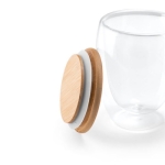 Bicchiere vetro due pareti coperchio bamboo 350ml Vacuum Medium color legno chiaro