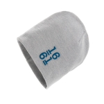 Cappellini invernali con logo aziendale leggeri riciclati Eco color grigio chiaro vista con logo
