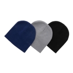 Cappellini invernali con logo aziendale leggeri riciclati Eco color blu mare vista generale