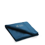 Coperte con logo in pile in sacchetto con coulisse 160 g/m² Polar Soft color blu mare vista area di stampa