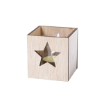 Candela personalizzata alla vaniglia dentro un box di legno Xmas Tree prima vista