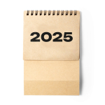 Calendario da tavolo 2025 in cartone riciclato con spirale nera color naturale prima vista