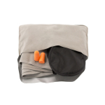 Set da viaggio pubblicitario con cuscino tappi e mascherina color grigio prima vista
