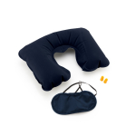 Set da viaggio pubblicitario con cuscino tappi e mascherina prima vista