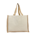 Borse pubblicitarie in juta e canapa interni laminati Jute Beach color naturale seconda vista frontale
