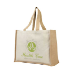Borse pubblicitarie in juta e canapa interni laminati Jute Beach color naturale seconda vista con stampa in serigrafia