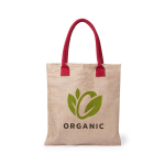 Shopper promozionale con manici colorati in cotone Jute Colorhand color rosso prima vista