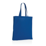 Shopper in cotone riciclato con soffietto 145 g/m² Waterless color blu terza vista
