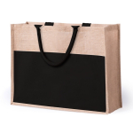 Borse di juta da personalizzare con logo tasca anteriore Pocket XL color nero prima vista