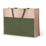 Borse di juta da personalizzare con logo tasca anteriore Pocket XL color verde prima vista