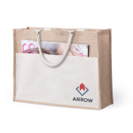 Borse di juta da personalizzare con logo tasca anteriore Pocket XL color naturale prima vista