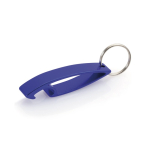 Portachiavi aziendale in alluminio lucido con apribottiglie color blu prima vista