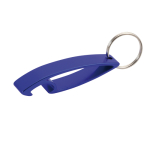Portachiavi aziendale in alluminio lucido con apribottiglie color blu