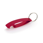 Portachiavi aziendale in alluminio lucido con apribottiglie color rosso prima vista