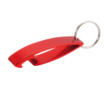 Portachiavi aziendale in alluminio lucido con apribottiglie color rosso