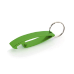 Portachiavi aziendale in alluminio lucido con apribottiglie color verde prima vista