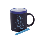 Tazza promozionale lavagna con gessetto incluso 350ml Chalk color blu