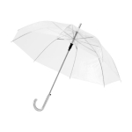 Ombrello personalizzato trasparente con logo sul manico Ø98 Blanc color bianco seconda vista frontale