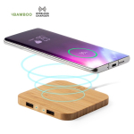 Base di ricarica con hub 2.0 con 2 porte USB in bambú Natura Square quinta vista