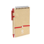 Block notes con spirale A6 con penna 70 pagine a righe EcoSpiral color rosso prima vista