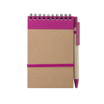 Block notes con spirale A6 con penna 70 pagine a righe EcoSpiral color fucsia prima vista
