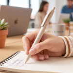 Economica biro ecologica personalizzabile inchiostro blu color naturale prima vista