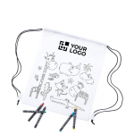 Zainetto a sacca per bambini colorabile soggetti animali Safari vista area di stampa