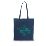 Shopper colorata in cotone di alta qualità da 140 g/m2 EcoColor Plus color blu mare immagine con logo
