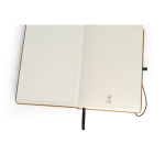 Taccuini con logo A5 con elastico pagine a righe Recycled Leather color marrone chiaro quarta vista