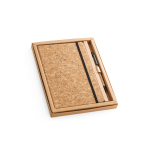 Taccuini ecologici A5 copertina bambù con elastico pagine a righe Cork color naturale
