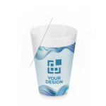Bicchieri di plastica riutilizzabili con logo per eventi 300ml Festival color nero vista area di stampa