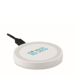 Caricatore wireless promozionale rotondo da 10W Basepad Ultra color bianco vista area di stampa