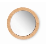Specchietto con rivestimento in bambù in sacchetto di cotone Make Up color legno seconda vista