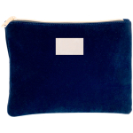 Pochette porta trucchi con logo in velluto con fodera interna Elegant color blu mare quinta vista