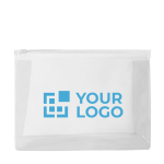 Necessaire personalizzati in PVC traslucido con chiusura Zip color trasparente vista area di stampa