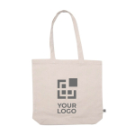 Shopper con logo in cotone bio manici lunghi 180 g/m2 Organic Superb color beige vista area di stampa