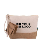 Pochette in cotone equosolidale da 220 gr/m² e fondo in iuta color beige vista area di stampa