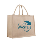 Borsa con interno laminato e con manici corti di cotone Juta Shop color naturale immagine con logo