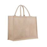 Borsa con interno laminato e con manici corti di cotone Juta Shop color naturale