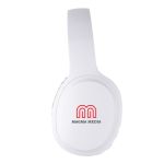 Cuffie pieghevoli della Urban Vitamin comode da indossare Belmont color bianco vista con logo