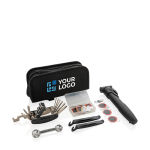 Kit riparazione bici multiattrezzo in custodia promozionale Pro color nero vista area di stampa