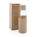 Bottiglia con monitoraggio dell'idratazione 600ml Crystal Ukiyo color marrone chiaro vista con scatola